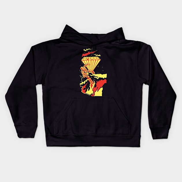 Defender Video Game Kids Hoodie by lavdog